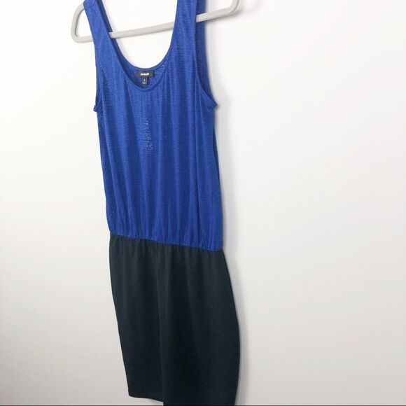 EXPRESS | NEW Blue & Black Bodycon Sleeveless Mini Dress Women’s Size Small - Picture 2 of 6